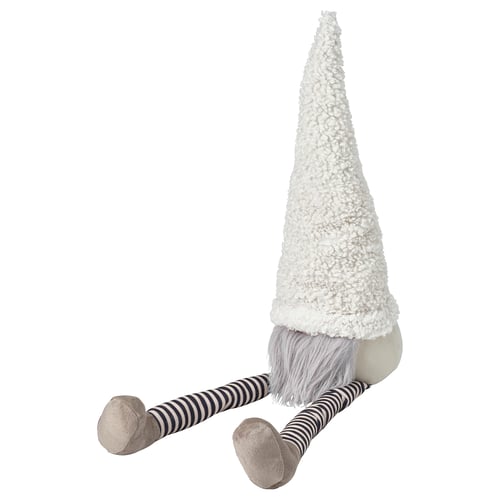 VINTERFINT Dekoration, jultomte sittande/randig vit, 42 cm