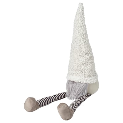 VINTERFINT Dekoration, jultomte sittande/randig vit, 42 cm
