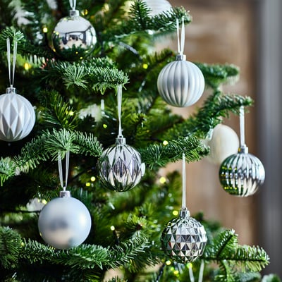 VINTERFINT Julgranspynt, kula silverfärgad, 7 cm