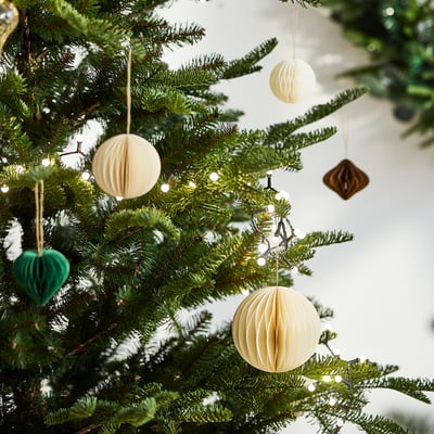 VINTERFINT Julgranspynt set om 6, vit/papper