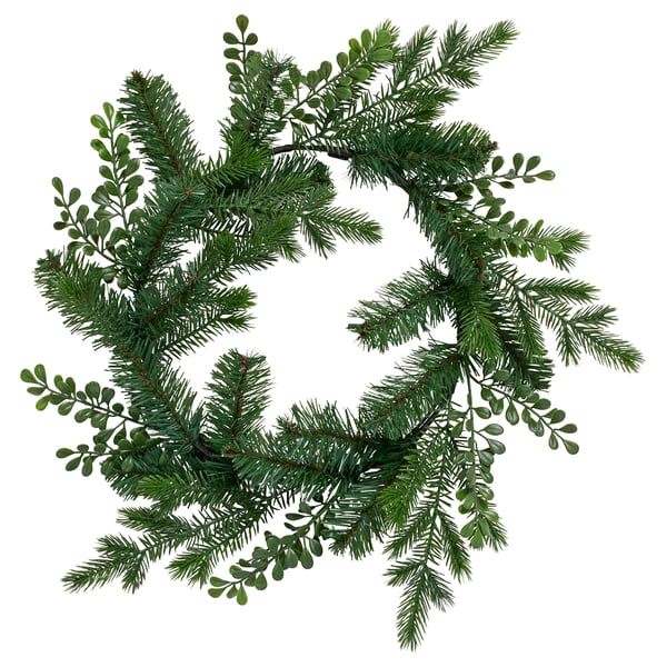 VINTERFINT Konstgjord krans, inom-/utomhus grön, 45 cm