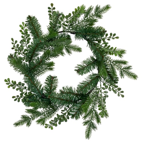 VINTERFINT Konstgjord krans, inom-/utomhus grön, 45 cm
