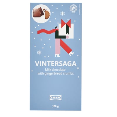 IKEA VINTERSAGA chokladkaka förpackning med pepparkakssmulor.