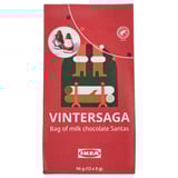 Röd IKEA jultomtepåse i choklad. VINTERSAGA. 96 g. Festlig semesterbehandling.