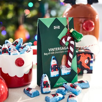 VINTERSAGA Påse med mjölkchoklad snögubbar, Rainforest Alliance-certifierad, 96 g