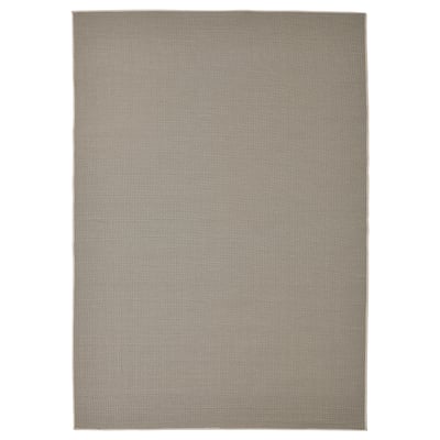 VIRKLUND matta i beige med grå ränder, rektangel, inom-/utomhusbruk.