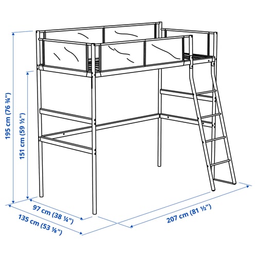 Illustration med mått för produkten: VITVAL.