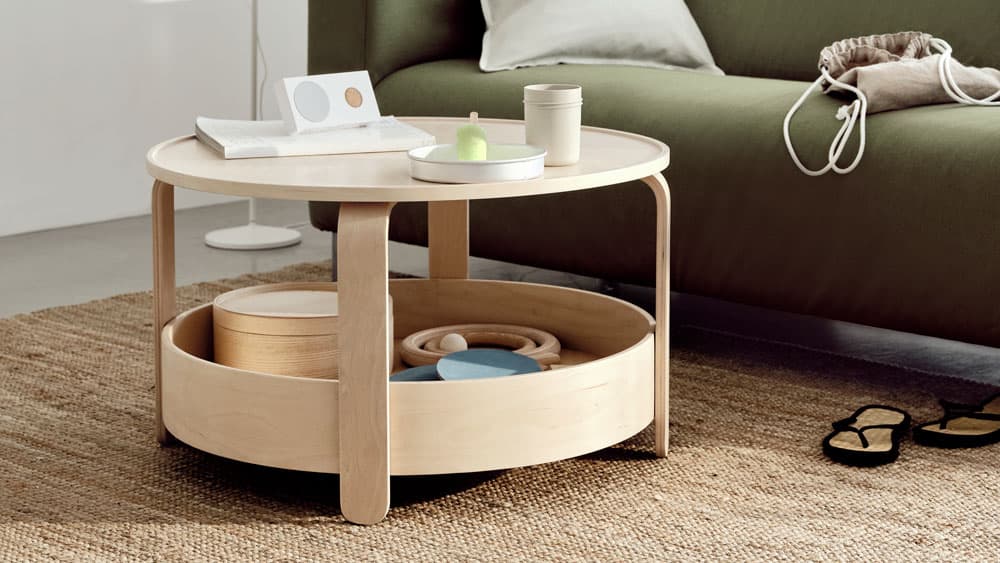 JAKOBSFORS coffee table, dark brown stained oak veneer, 80 cm