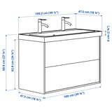 ÄNGSJÖN / BACKSJÖN Wash-stnd w drawers/wash-basin/taps, high-gloss white, 100x48x69 cm
