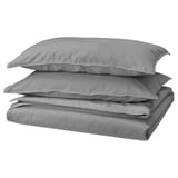 ÄNGSLILJA Duvet cover and 2 pillowcases, grey, 240x220/50x80 cm
