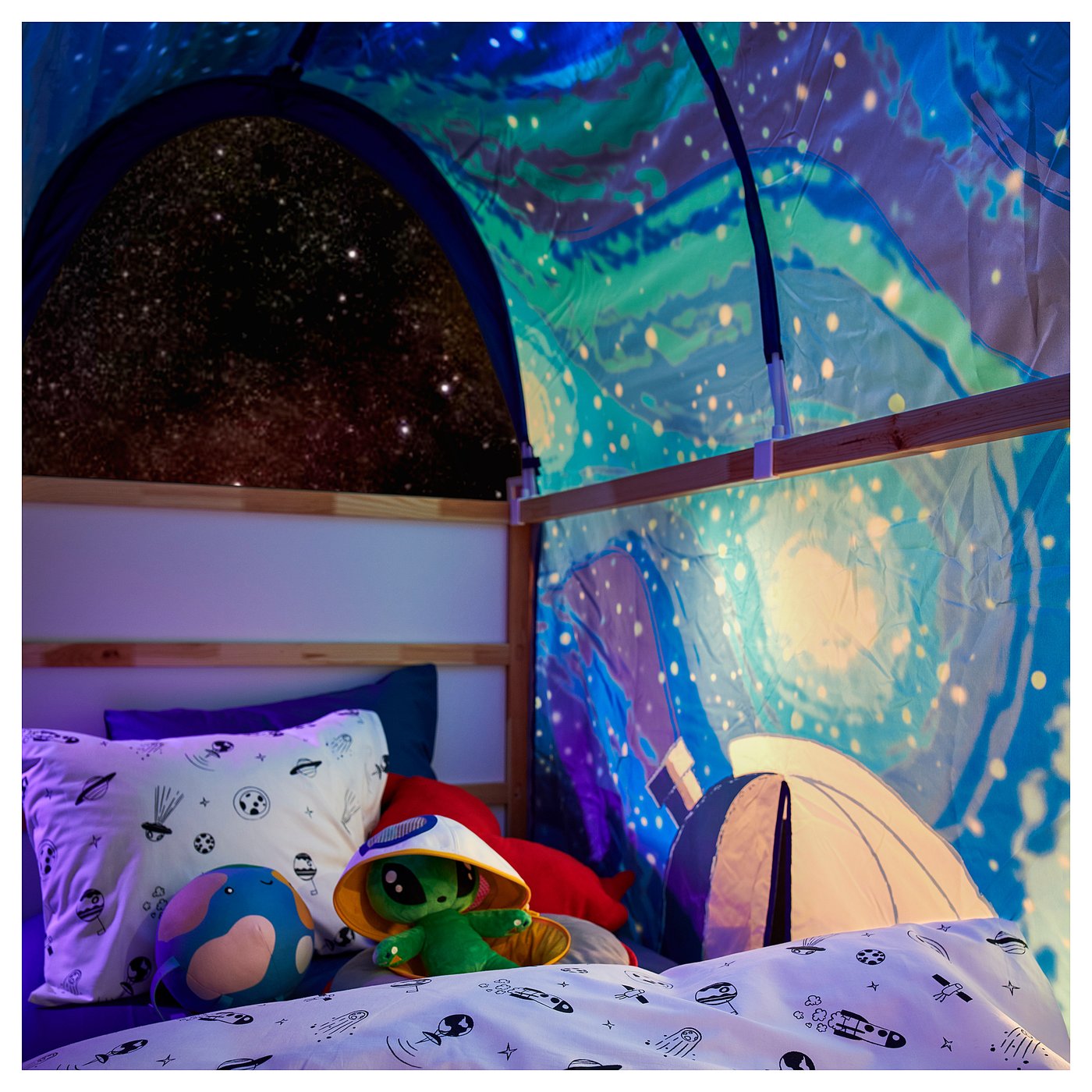 AFTONSPARV duvet cover and pillowcase, space white/black, 150x200