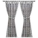 ÅKERKULLA Curtains with tie-backs, 1 pair, grey/white/with tab top, 145x150 cm