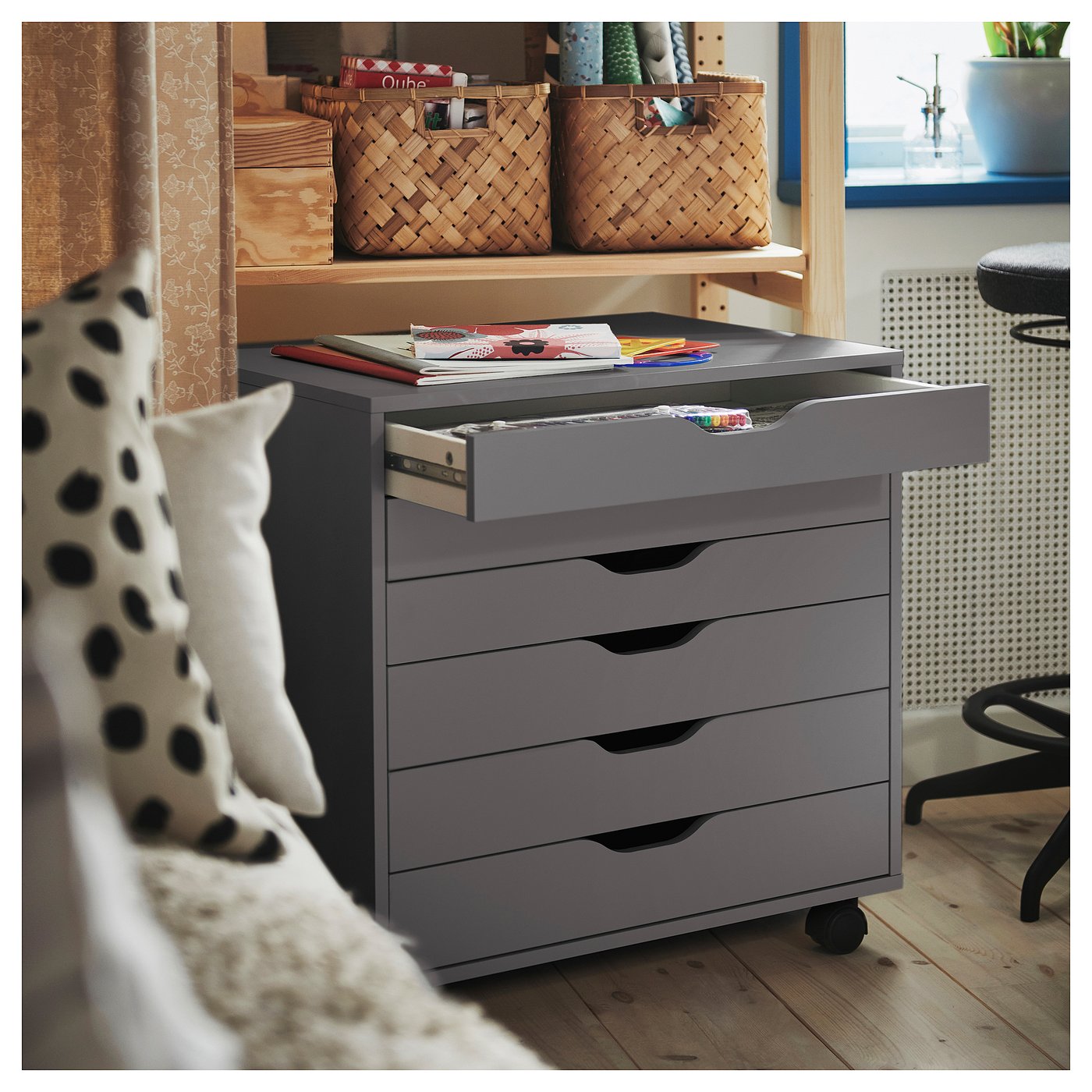 ALEX drawer unit on castors, dark grey, 67x66 cm - IKEA