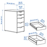ALEX Drawer unit, white stained/oak effect, 36x70 cm