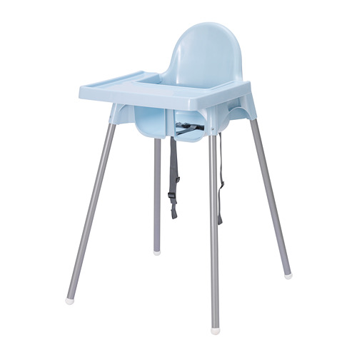 ANTILOP Highchair with tray - light blue/silver-colour - IKEA