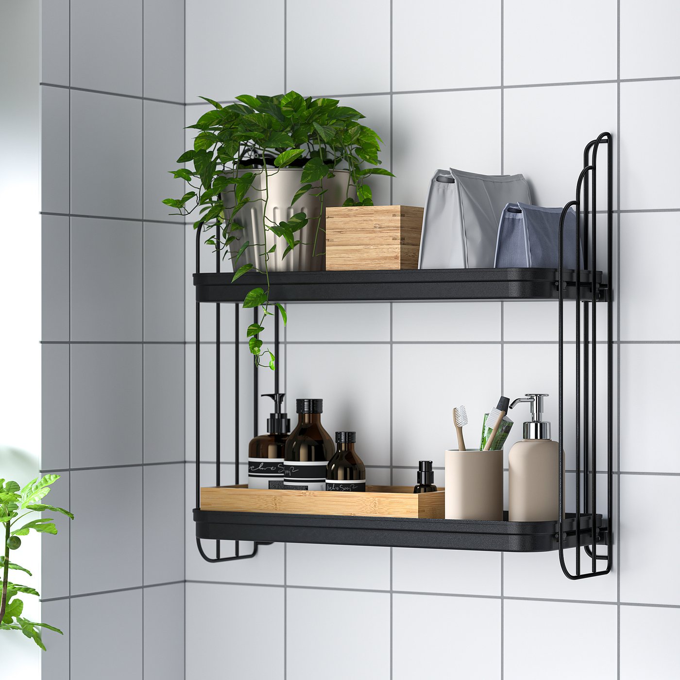 APOTEKARE wall shelf, black, 50x52 cm - IKEA
