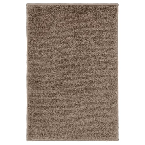 BACKMÅRA, grey, rectangular, thick bath mat, recycled polyester, soft texture.