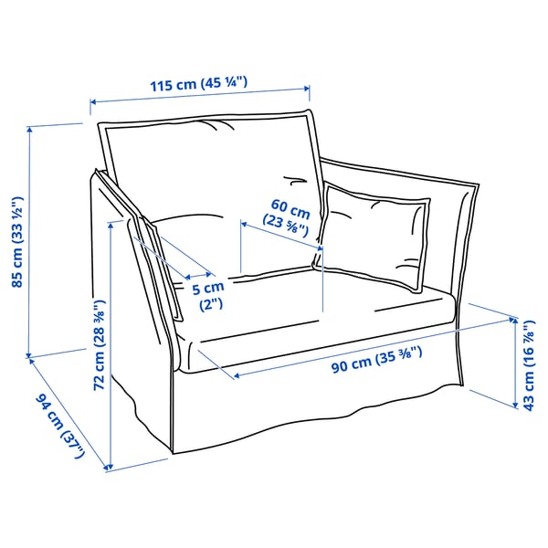 BACKSÄLEN 1,5-seat armchair, Blekinge white