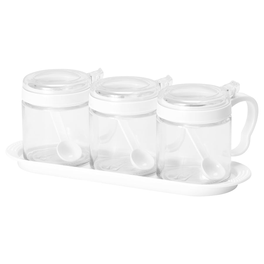 spice jar, glass/plastic, 36 cl3 pieces IKEA