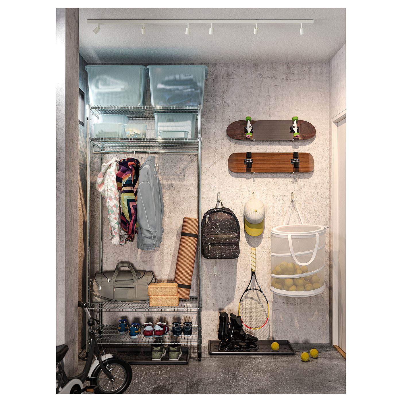 Ikea Bave LEDシーリングトラックライト 5灯タイプ1台 BÄVE LED ceiling track, 5-spots, white - IKEA