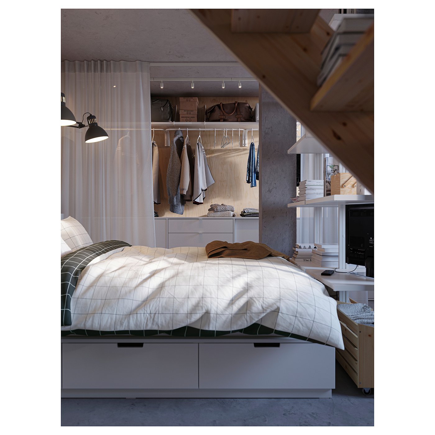 Ikea Bave LEDシーリングトラックライト 5灯タイプ1台 BÄVE LED ceiling track, 5-spots, white - IKEA