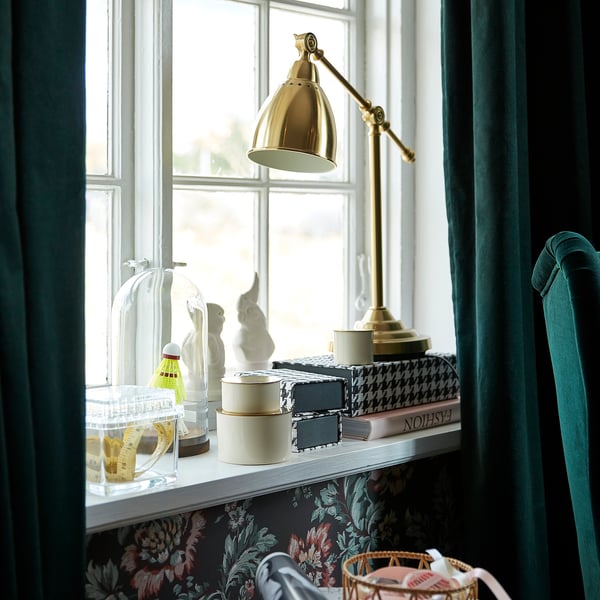 BAROMETER Work lamp, brass-colour