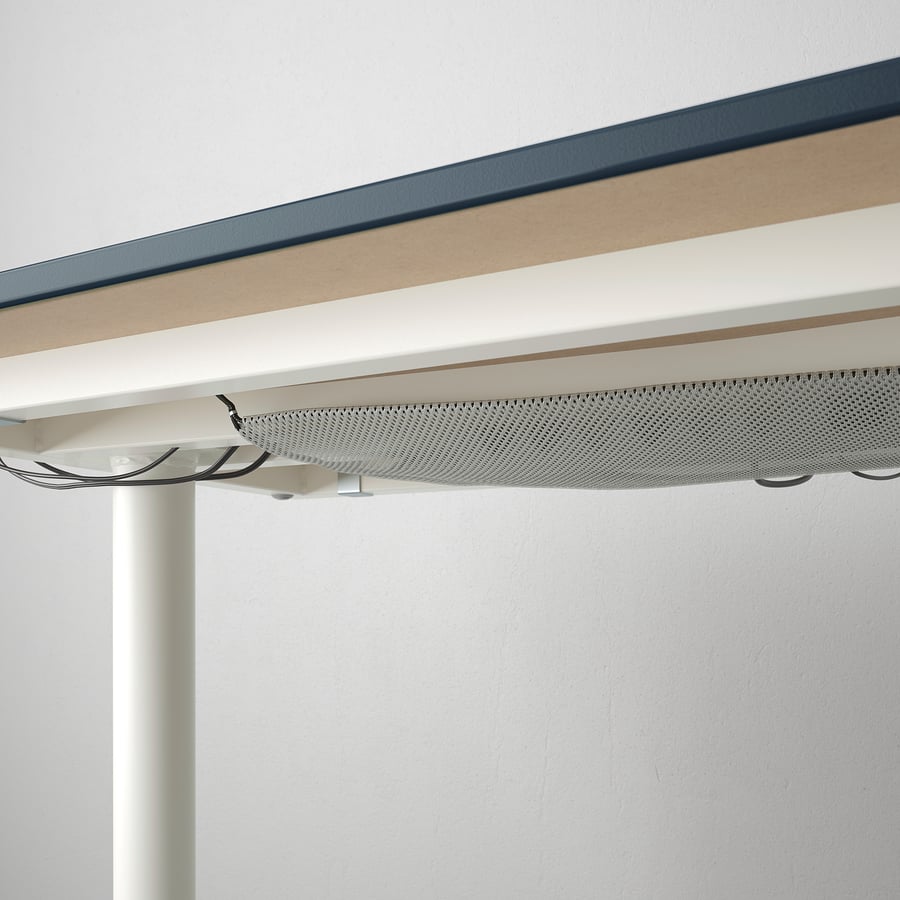 BEKANT corner desk right, linoleum blue/white, 160x110 cm IKEA