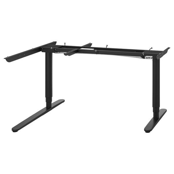 BEKANT Underframe sit/stand crnr table, el, black, 160x110 cm
