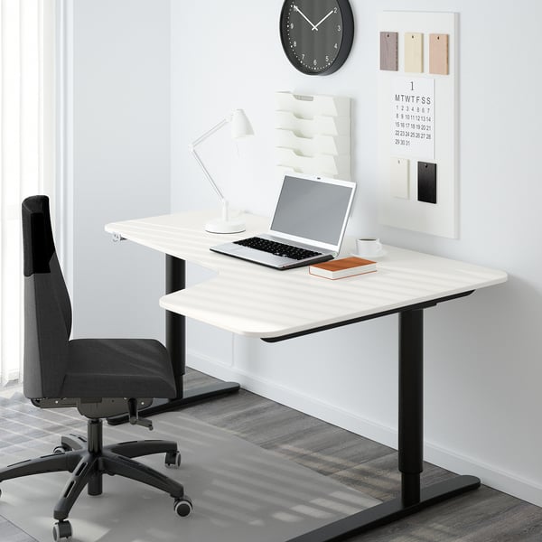 BEKANT Underframe sit/stand crnr table, el, black, 160x110 cm