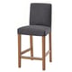 BERGMUND Bar stool with backrest, counter height oak effect/Gunnared medium grey, 62 cm