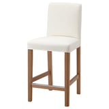 BERGMUND Bar stool with backrest, oak effect/Inseros white, 62 cm