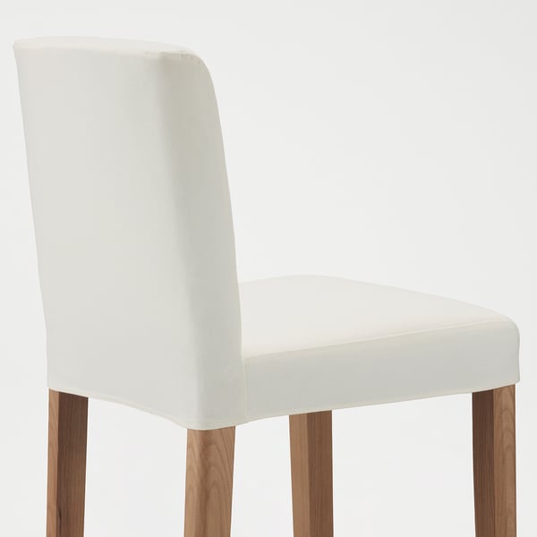 BERGMUND Bar stool with backrest, oak effect/Inseros white, 62 cm