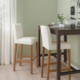 BERGMUND Bar stool with backrest, oak effect/Inseros white, 75 cm