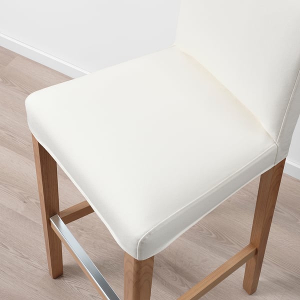 BERGMUND Bar stool with backrest, oak effect/Inseros white, 75 cm