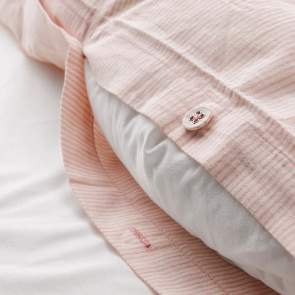 BERGPALM Duvet cover and 2 pillowcases, light pink/stripe, 200x200/50x80 cm