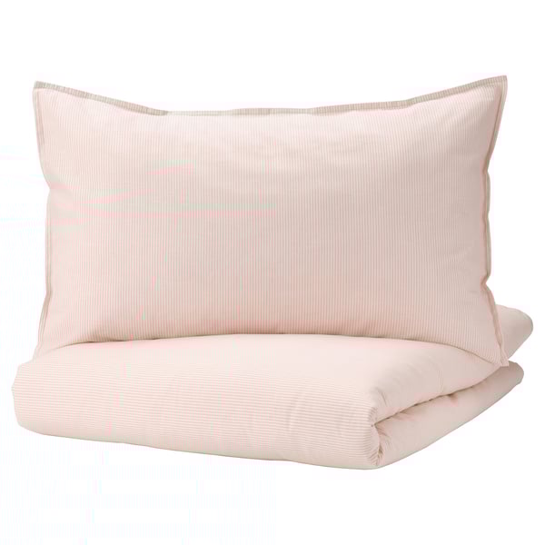 BERGPALM Duvet cover and 2 pillowcases, light pink/stripe, 200x200/50x80 cm