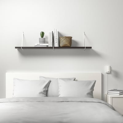 BERGSHULT / PERSHULT Wall shelf, brown-black/white, 120x20 cm