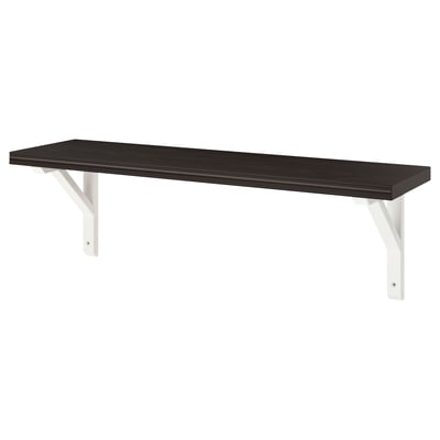 BERGSHULT / SANDSHULT Wall shelf, brown-black/white stained aspen, 80x20 cm