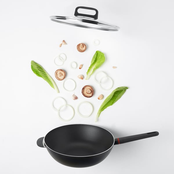 BESINNING wok with lid, nonstick coating, 32 cm IKEA