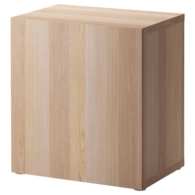 BESTÅ Shelf unit with door, white stained oak effect/Lappviken white stained oak effect, 60x42x64 cm