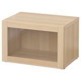 BESTÅ Shelf unit with glass door, white stained oak effect/Sindvik white stained oak eff clear glass, 60x42x38 cm