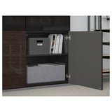 BESTÅ Storage combination w glass doors, black-brown/Selsviken high-gloss/brown smoked glass, 120x42x193 cm