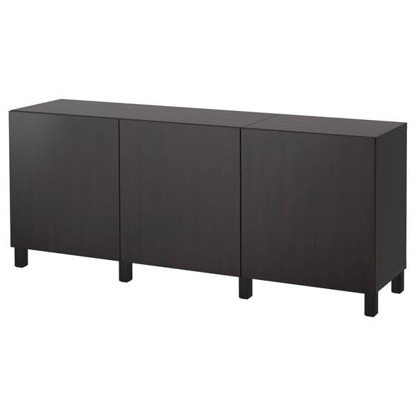BESTÅ Storage combination with doors, black-brown/Lappviken/Stubbarp black-brown, 180x42x74 cm