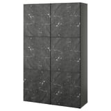 BESTÅ Storage combination with doors, dark grey Bergsviken/black marble effect, 120x42x193 cm
