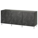 BESTÅ Storage combination with doors, dark grey Bergsviken/Ösarp/black, 180x42x74 cm