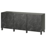 BESTÅ Storage combination with doors, dark grey/Bergsviken/Stubbarp black, 180x42x74 cm