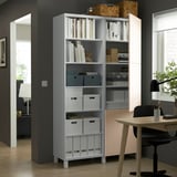 BESTÅ Storage combination with doors, white/Björköviken birch veneer, 120x42x202 cm