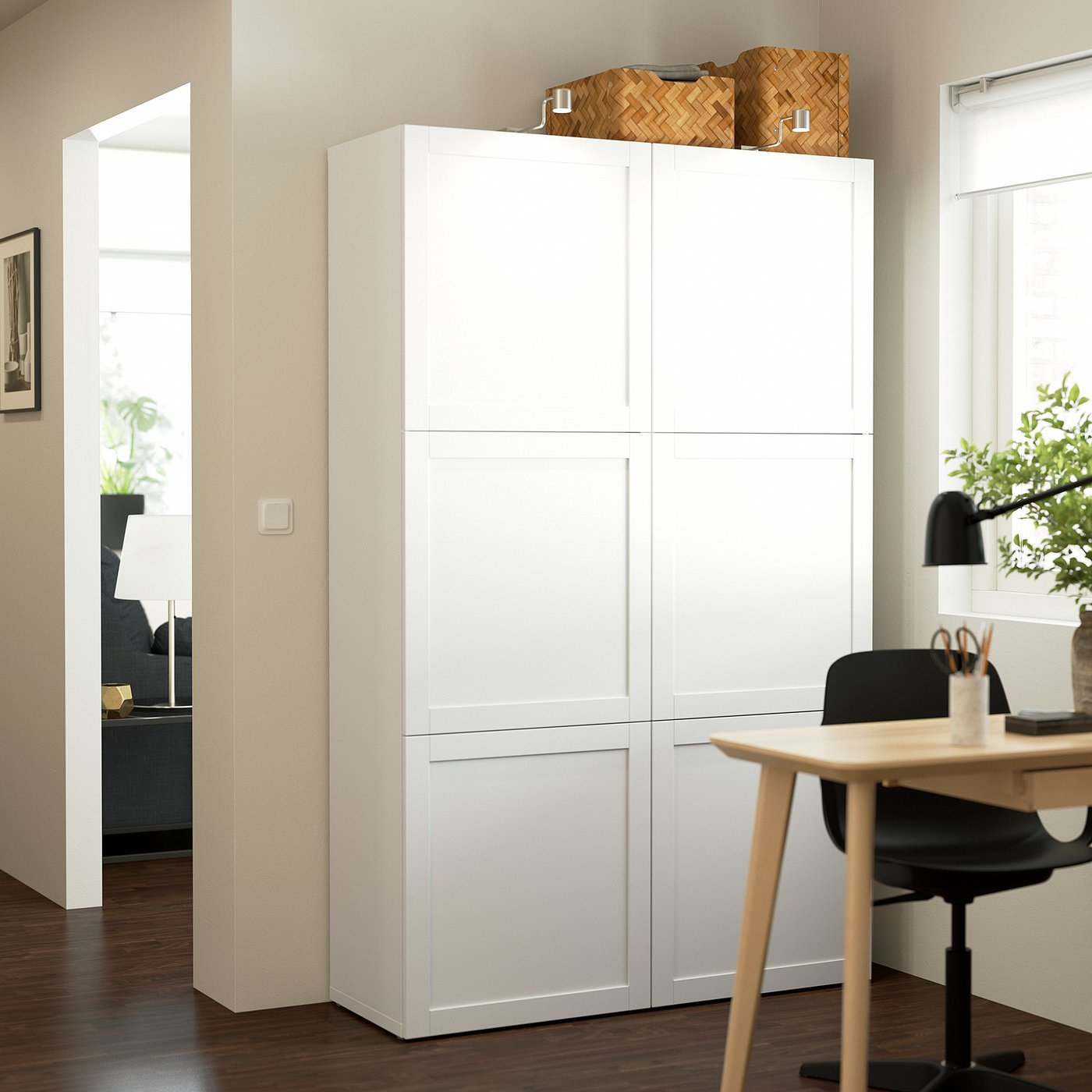 BESTÅ storage combination with doors, white/Hanviken white