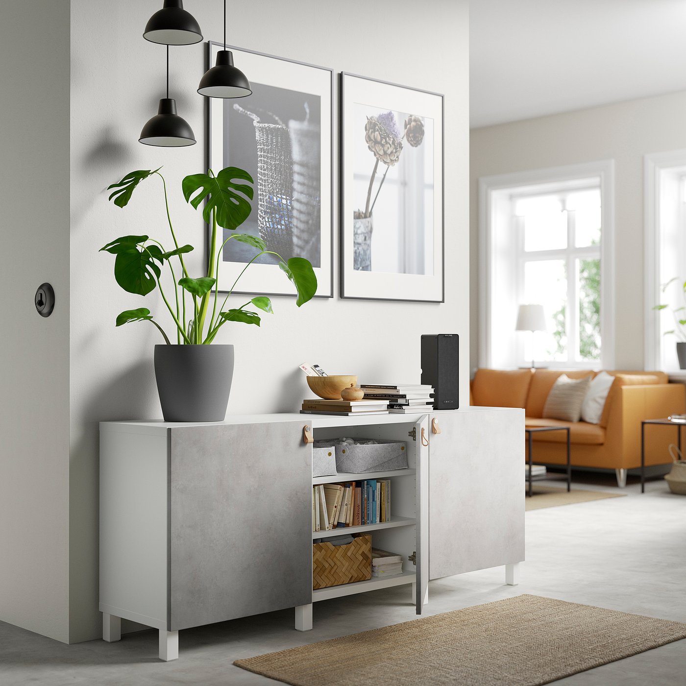 BESTÅ storage combination with doors, white Kallviken