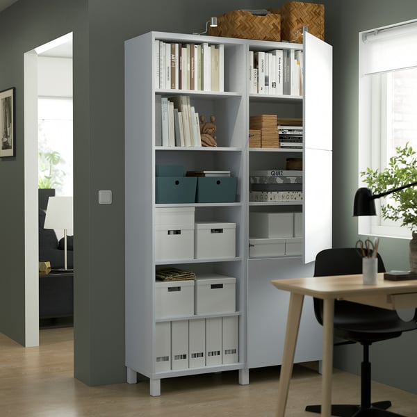 BESTÅ Storage combination with doors, white/Lappviken/Stubbarp white, 120x42x202 cm